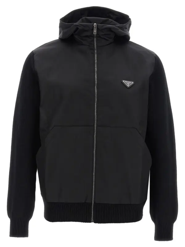 Logo bimaterial cardigan PRADA Black