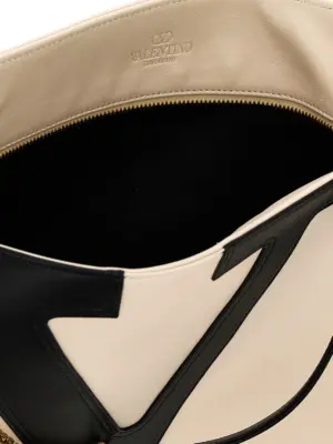 Valentino Garavani 'Viva Superstar' shopping bag 100% lamb leather (Ovis aries) VALENTINO GARAVANI White/Black