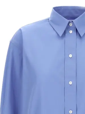 Cropped shirt with logo embroidery Woman VICTORIA BECKHAM Light Blue