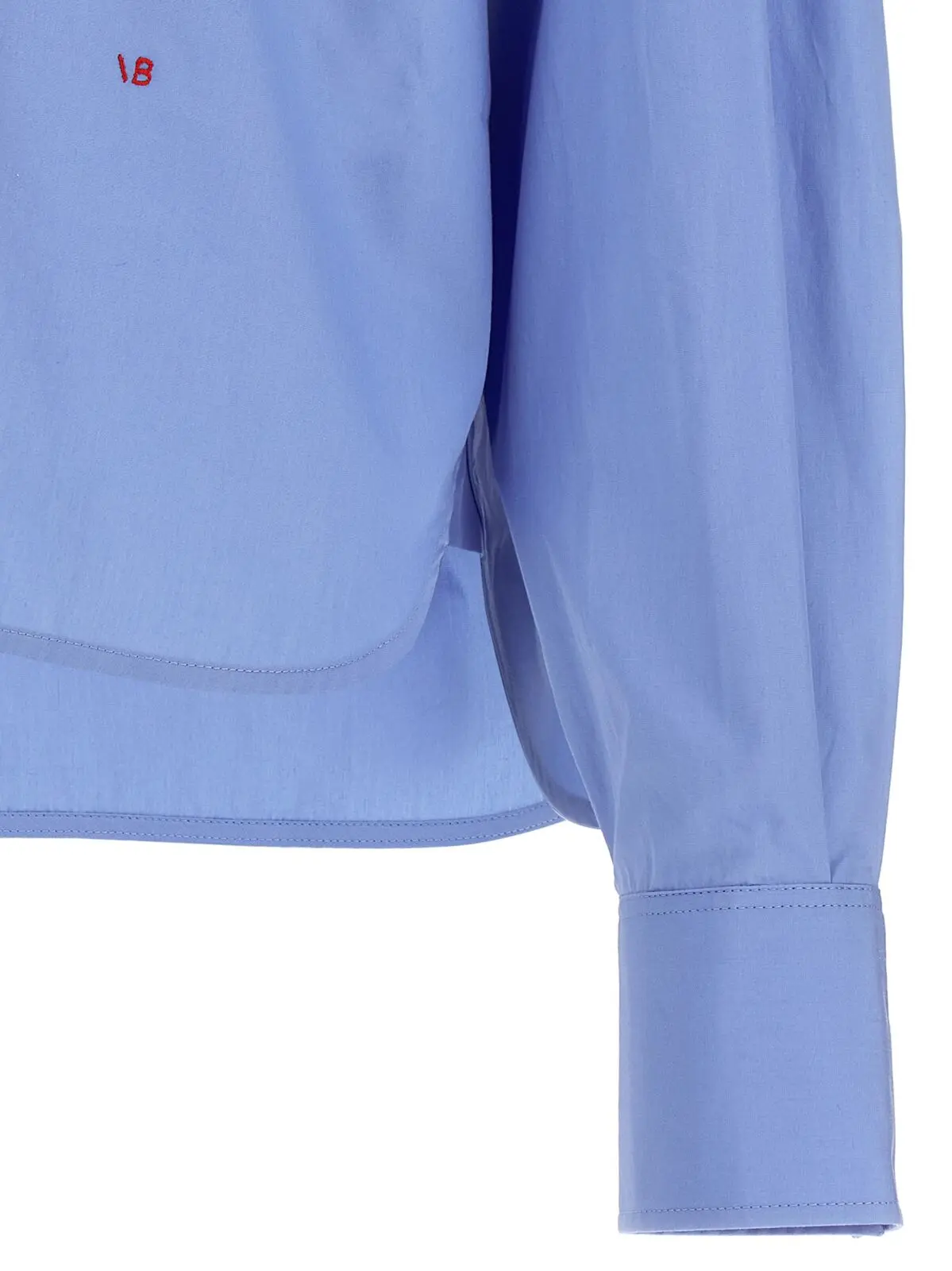 Сорочка Victoria Beckham Cropped shirt with logo embroidery Блакитна 4 Cropped shirt with logo embroidery 100% cotton VICTORIA BECKHAM Light Blue