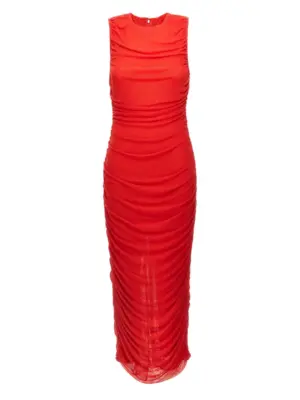 Mesh midi dress ROTATE BIRGER CHRISTENSEN Red