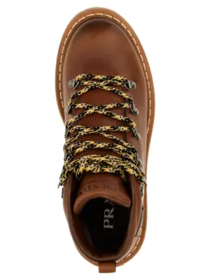 Logo ankle boots 100% cow leather (Bos Taurus) PRADA Brown