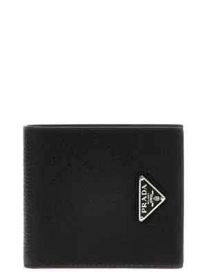 Logo leather wallet PRADA Black
