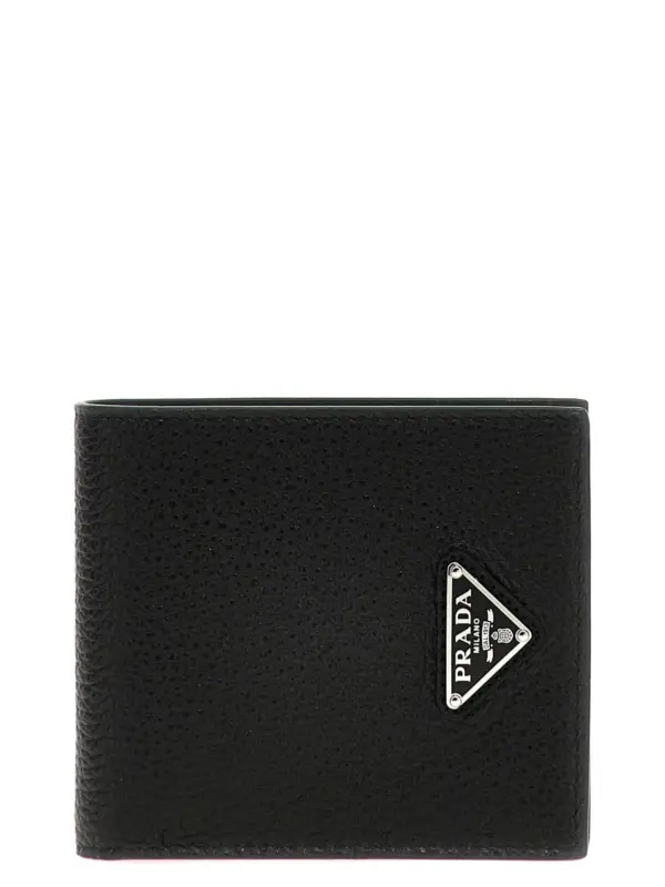 Logo leather wallet PRADA Black