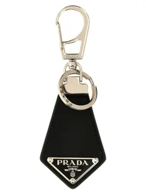 Saffiano logo keyring PRADA Black