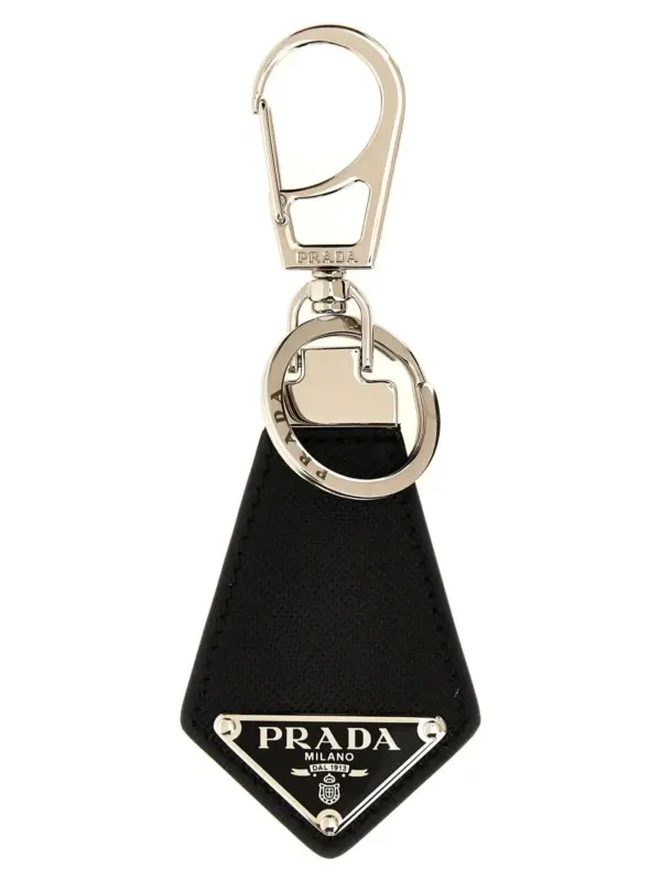 Saffiano logo keyring PRADA Black