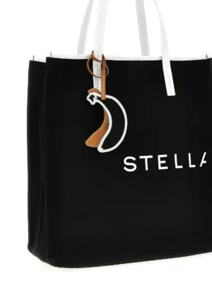 'SMC Bananatex®' large shopping bag Woman STELLA MCCARTNEY White/Black