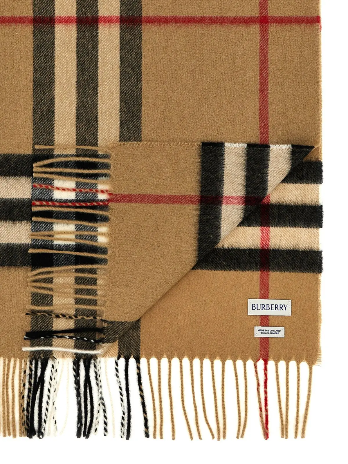 Шарф Burberry Check cashmere Бежевий 3 Check cashmere scarf Man BURBERRY Beige