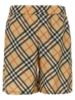Check silk bermuda shorts BURBERRY Beige