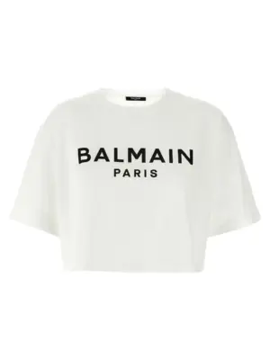 Logo crop T-shirt BALMAIN White/Black