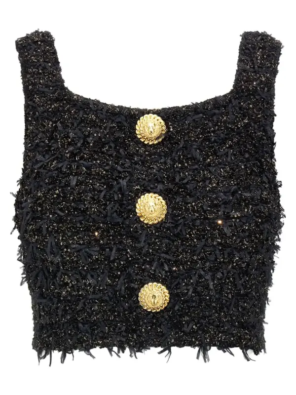 Lurex tweed top BALMAIN Black