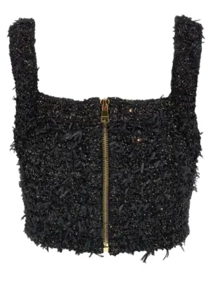 Lurex tweed top EF1AB053KB19EAD BALMAIN Black