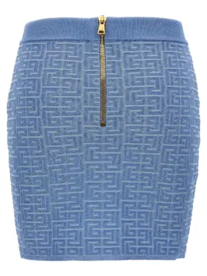 'PB' mini skirt EF1LB004KI02SPB BALMAIN Light Blue