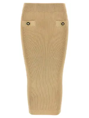 Ribbed midi skirt BALMAIN Beige
