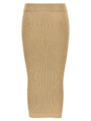 Ribbed midi skirt EF1LD022KI100DC BALMAIN Beige