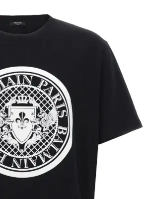Velvet logo t-shirt Man BALMAIN White/Black