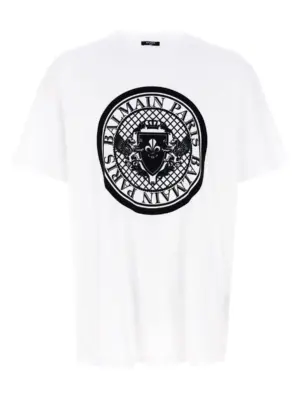 Velvet logo t-shirt BALMAIN White/Black
