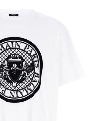 Velvet logo t-shirt Man BALMAIN White/Black