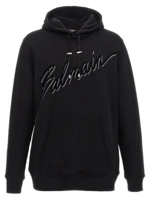 Velvet logo hoodie BALMAIN Black