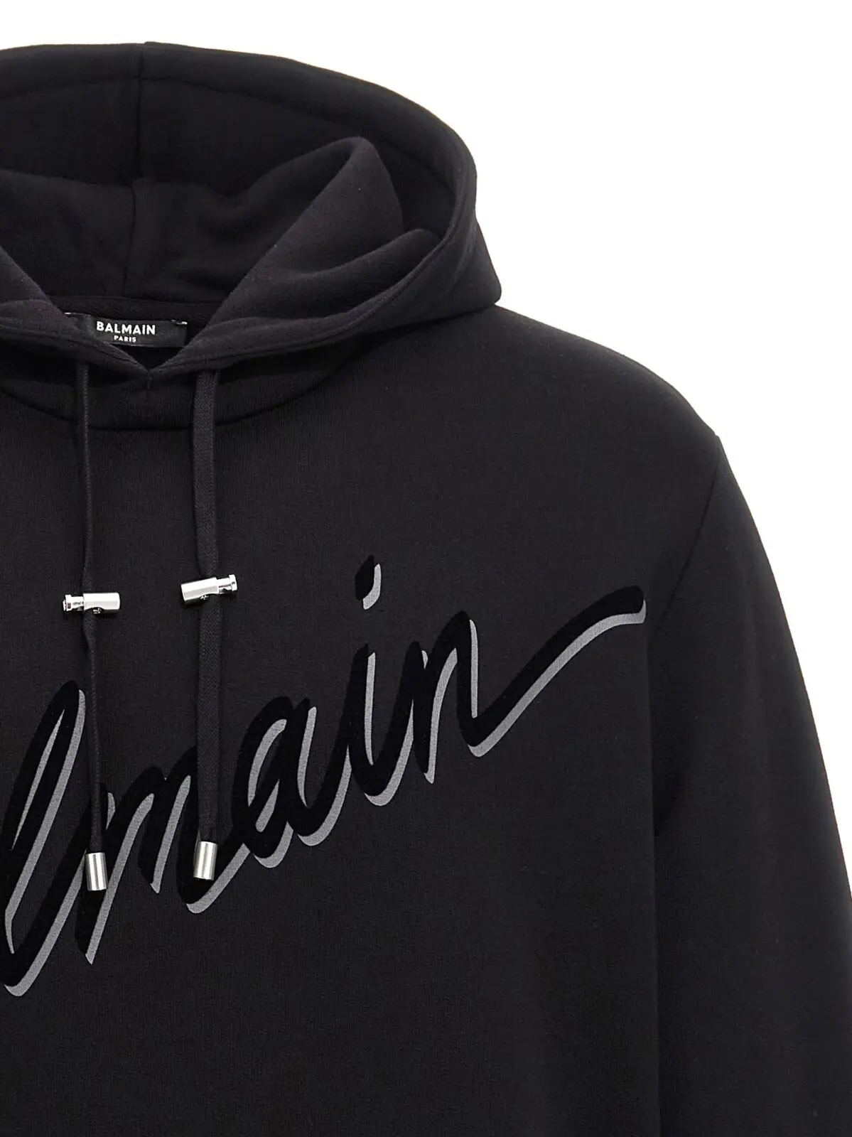 Худі Balmain Velvet logo Чорний 3 Velvet logo hoodie Man BALMAIN Black