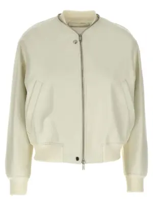 Leather bomber jacket JIL SANDER White