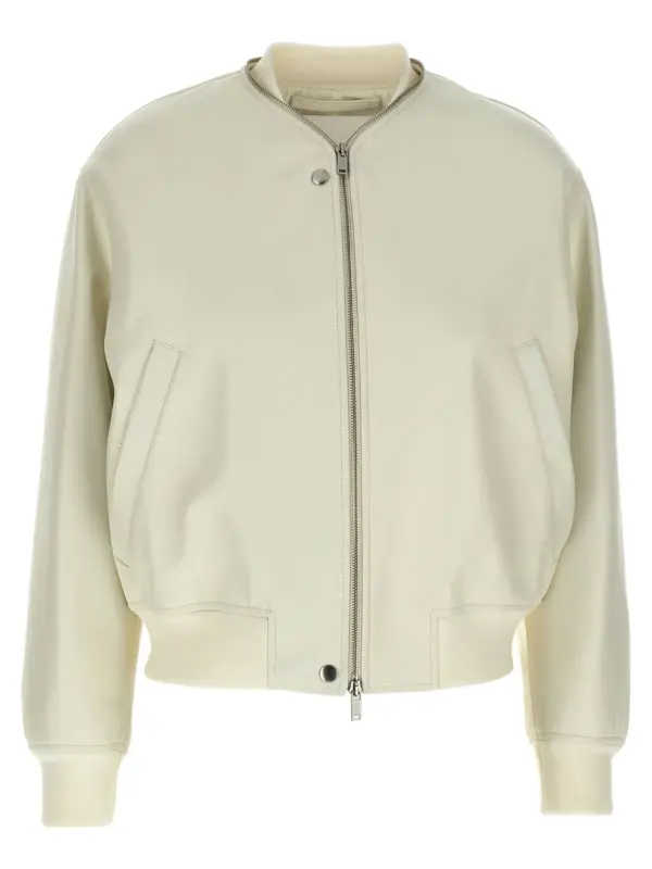 Leather bomber jacket JIL SANDER White