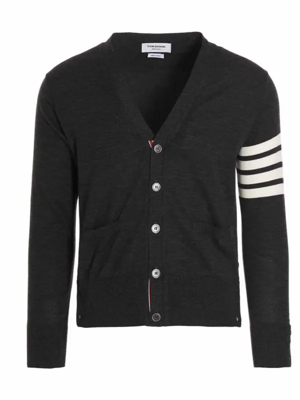 Merino wool cardigan THOM BROWNE Gray