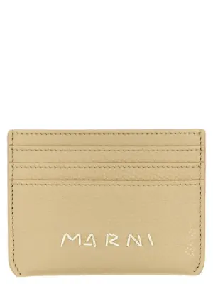 Logo card holder MARNI Beige
