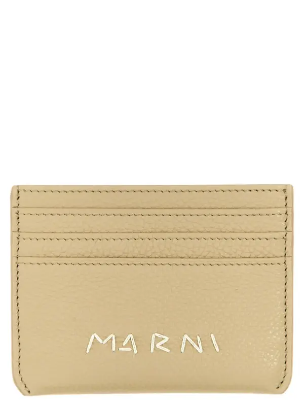 Logo card holder MARNI Beige