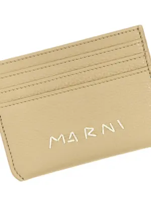 Logo card holder Man MARNI Beige