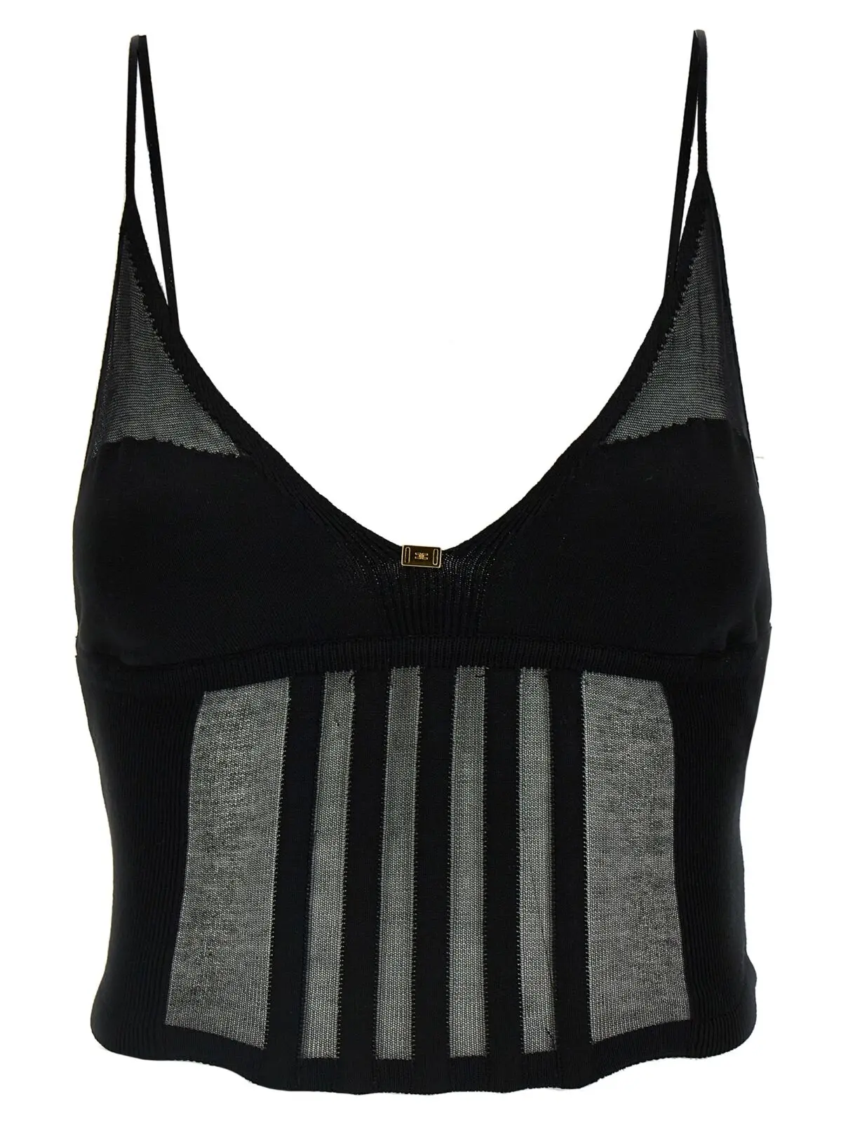Топ Elisabetta Franchi Transparent Чорний 1 Transparent top ELISABETTA FRANCHI Black