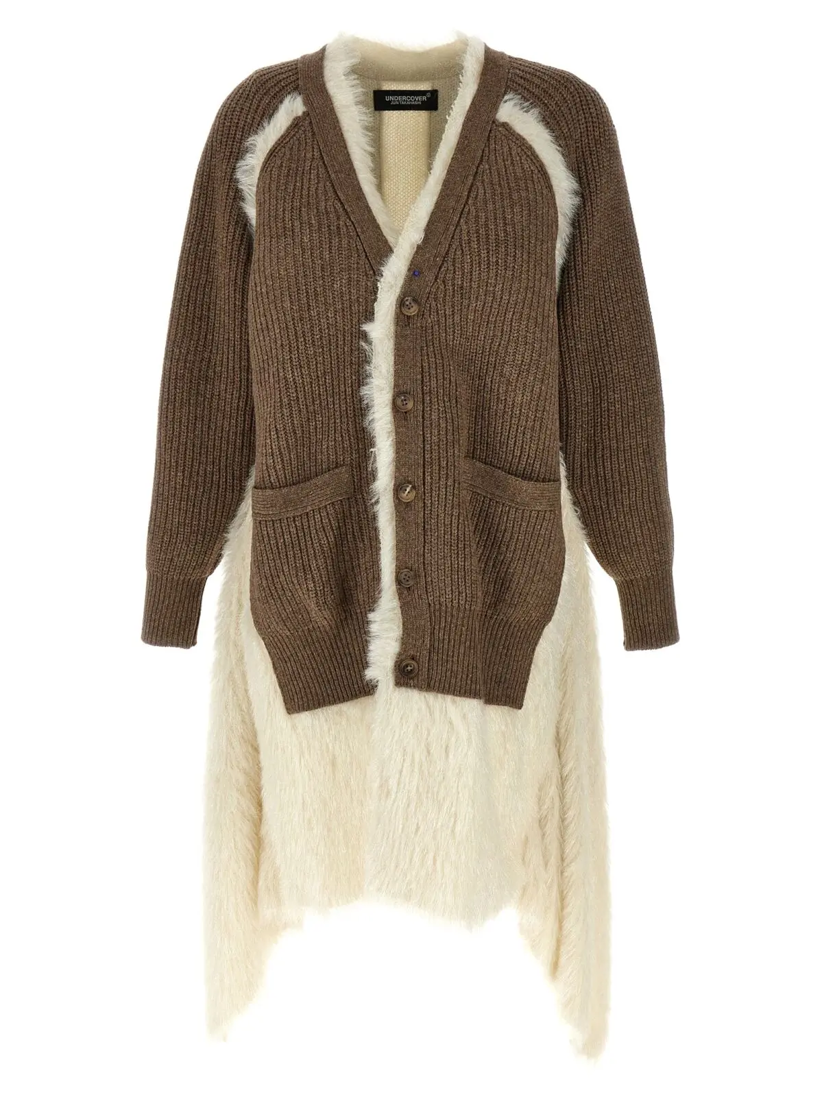 Кардиган Undercover Two-material Коричневий 1 Two-material cardigan UNDERCOVER Brown