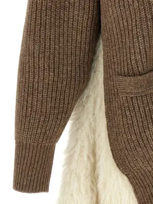 Two-material cardigan 100% wool UNDERCOVER Brown