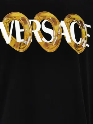 Logo print T-shirt 100% cotton VERSACE Black