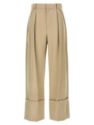 Maxi turn-up pants VICTORIA BECKHAM Beige