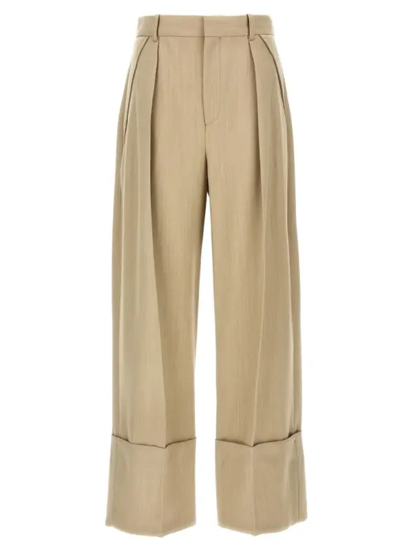 Maxi turn-up pants VICTORIA BECKHAM Beige