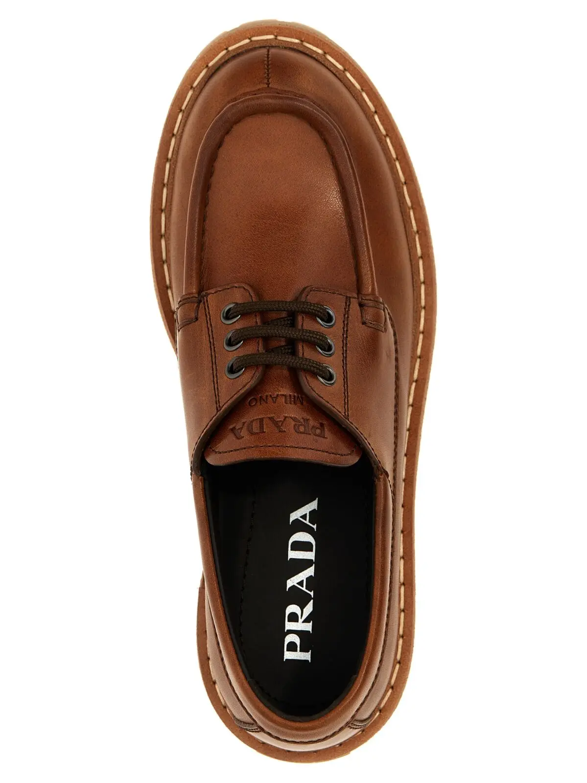 Черевики Prada Vintage lace-up Коричневі 4 Vintage lace-up shoes 100% calfskin leather (Bos Taurus) PRADA Brown