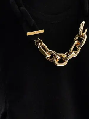 Chain T-shirt 48% silk 38% cotton 14% elastane PACO RABANNE Black