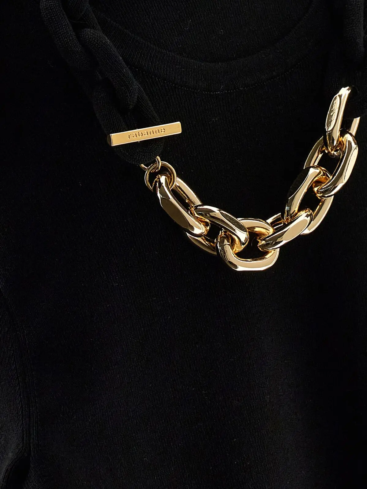 Футболка Paco Rabanne Chain Чорна 4 Chain T-shirt 48% silk 38% cotton 14% elastane PACO RABANNE Black