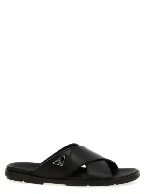 Logo sandals PRADA Black