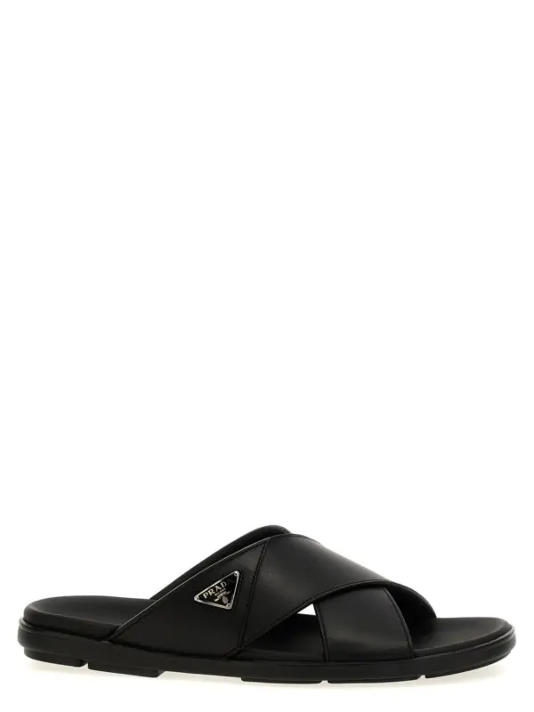 Logo sandals PRADA Black