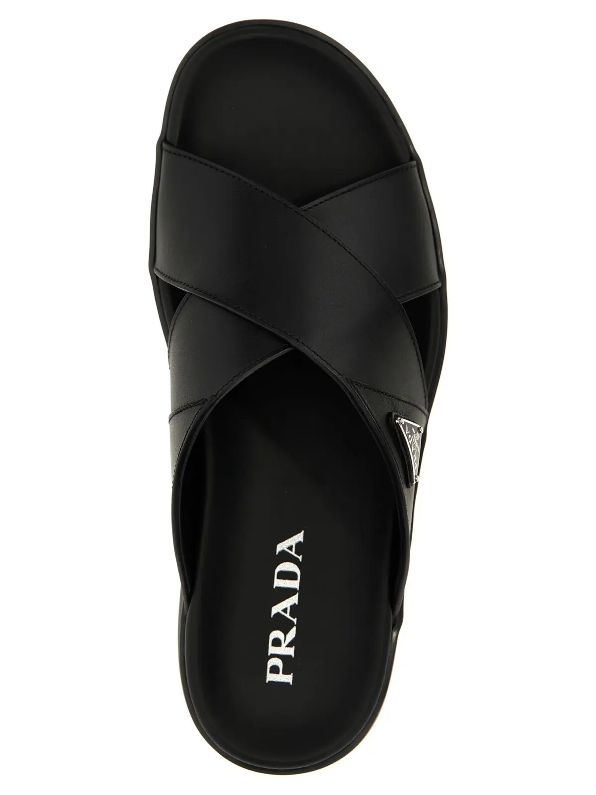 Сандалі Prada Logo Чорні 4 Logo sandals 100% calfskin leather (Bos Taurus) PRADA Black