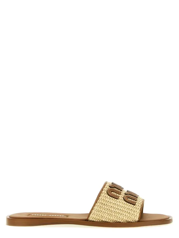 Logo sandals MIU MIU Beige