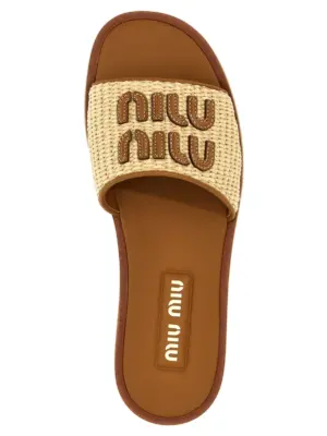 Logo sandals 100% polyamide MIU MIU Beige