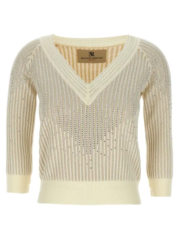 Rhinestone sweater ERMANNO SCERVINO White