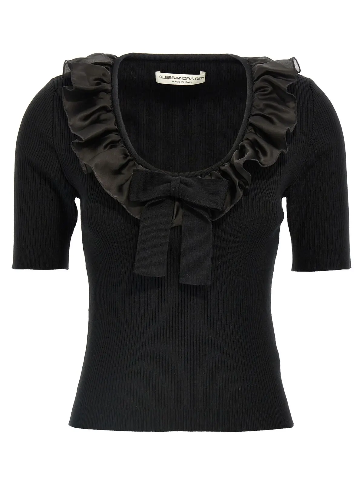 Футболка Alessandra Rich Ruffle Чорна 1 Ruffle t-shirt ALESSANDRA RICH Black