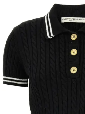 Braided polo shirt Woman ALESSANDRA RICH White/Black
