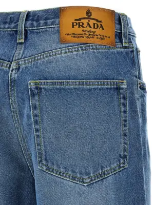 High waist bermuda shorts 100% cotton PRADA Blue
