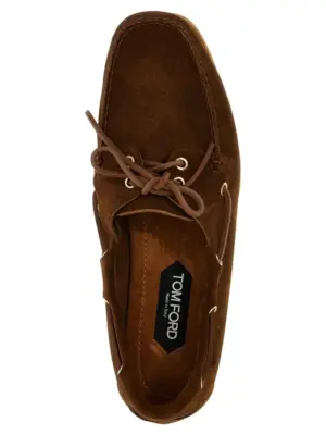 'Robin' boat shoe 95% calfskin leather 5% brass TOM FORD Brown