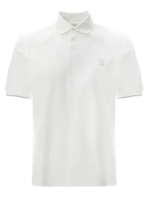 Logo piqué polo shirt BRUNELLO CUCINELLI White